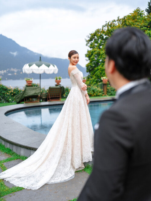 lake como luxury wedding sunset couple